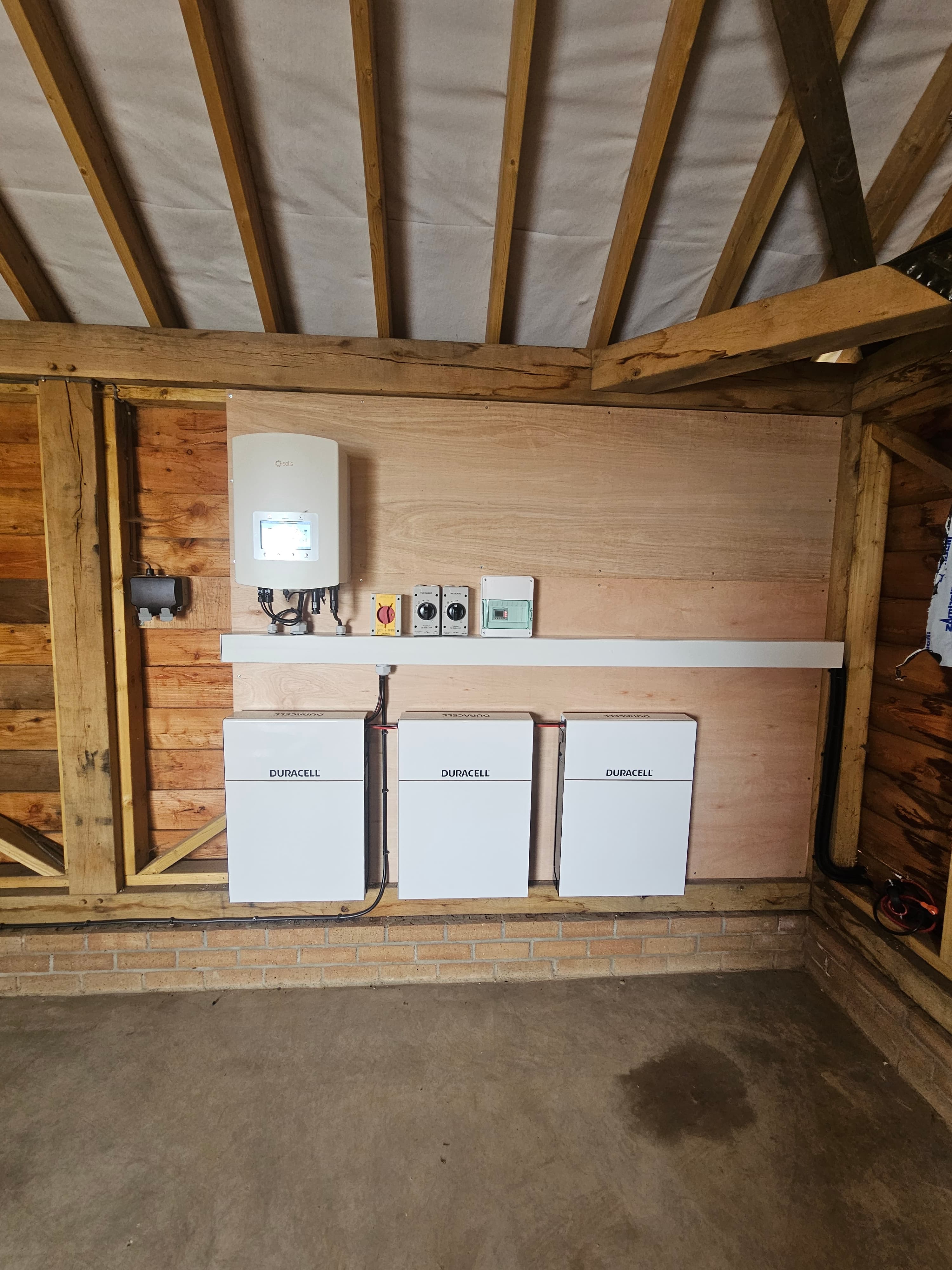 Duracell battery storage modules installed with Sungrow inverter and control switches