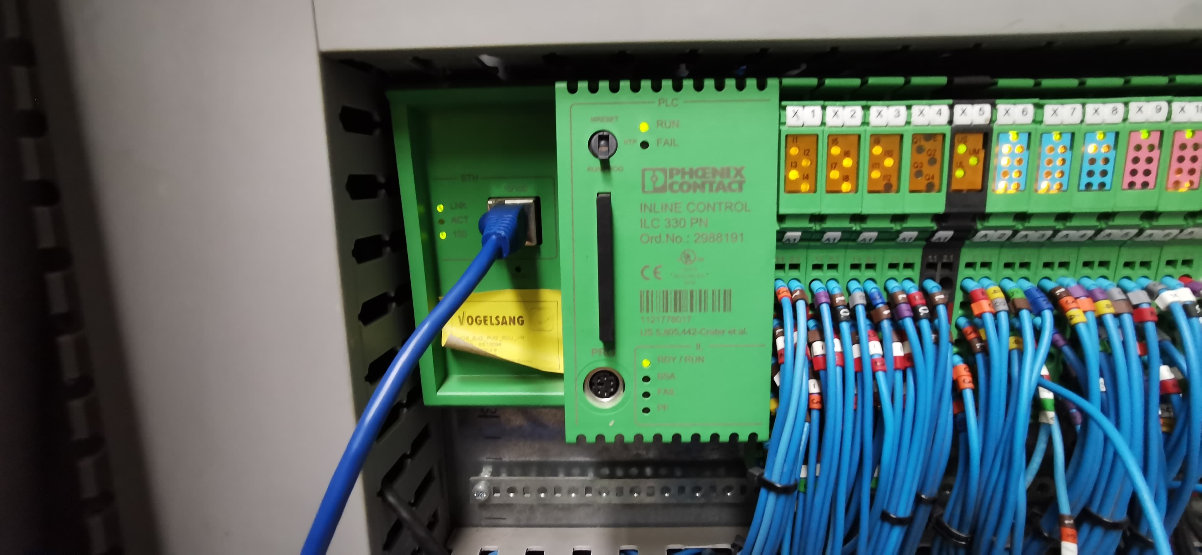 Industrial PLC control panel wiring for cold store refrigeration systems