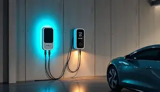 Wall-mounted EV chargers installed in a garage